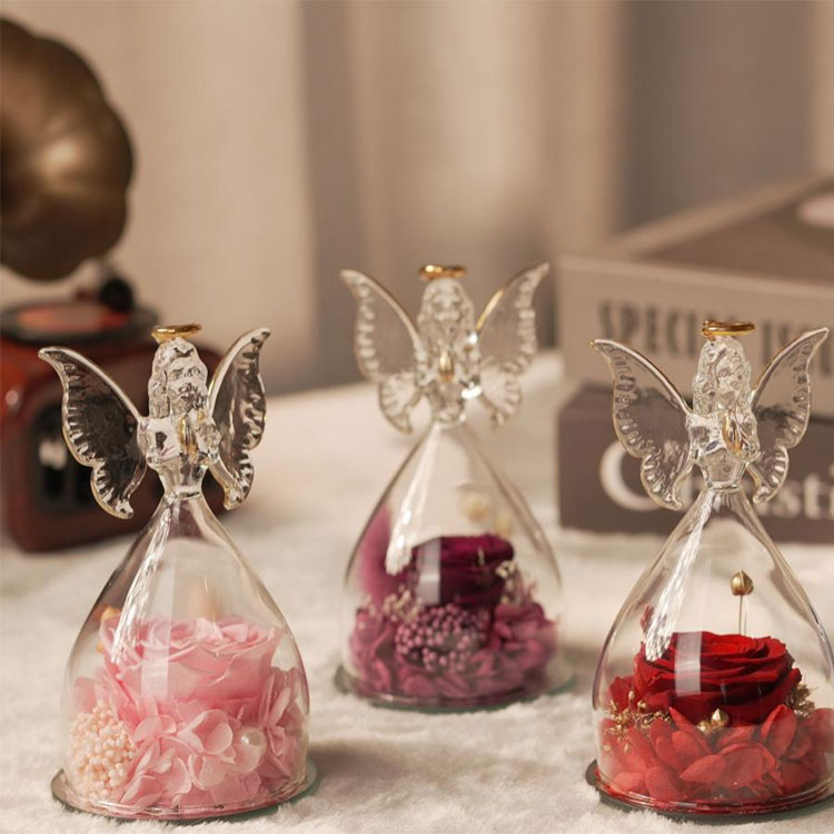 Скляний ангел консервована квітка в подарунок